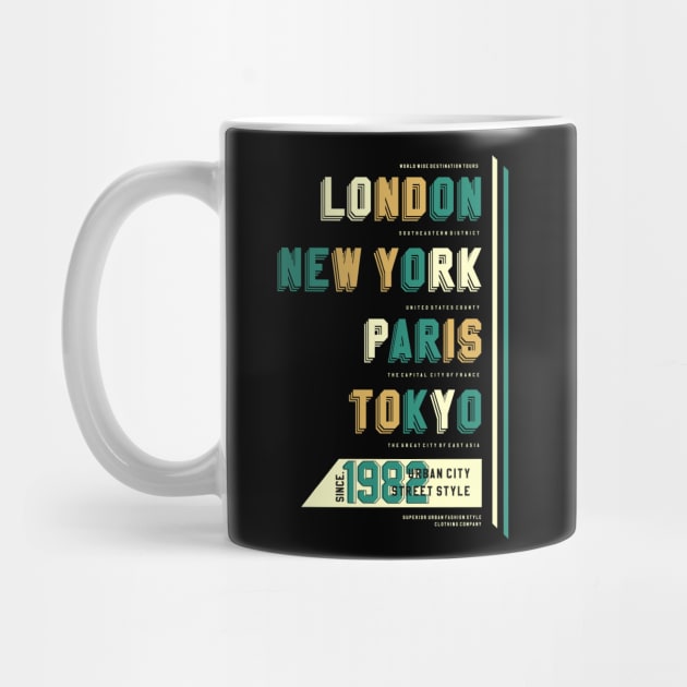 London new York Paris Tokyo 1982 by Mako Design 